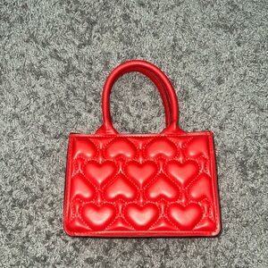 Red Heart-Patterned Women's Handbag
